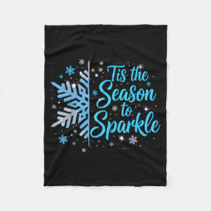 Tis The Season To Sparkle Snowflake Holiday Christ Fleece Blanket