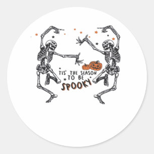Tis The Season To Spooky Halloween Skeleton Retro Classic Round Sticker