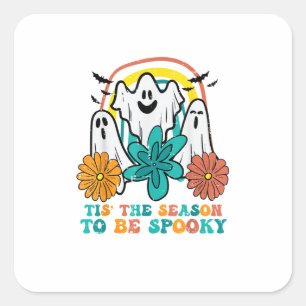 Tis The Season To Spooky Retro Halloween Women Square Sticker