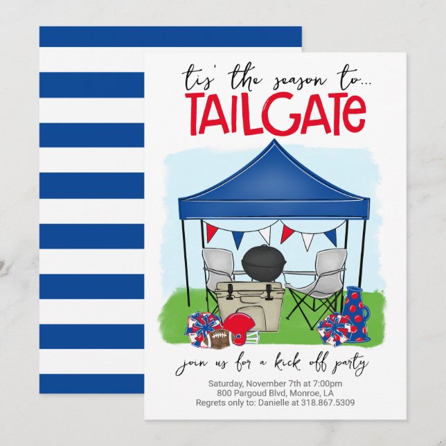 Tis the Season to Tailgate change to ANY COLOR Invitation (Front/Back)