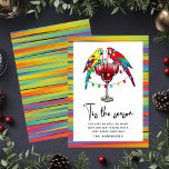 'Tis The Season Tropical Christmas Cocktails<br><div class="desc">'Tis The Season Tropical Christmas Cocktails Holiday Christmas Cards features two macaw parrots drinking a cocktail with festive colorful Christmas lights with the text "'Tis the season" in modern calligraphy script. Personalize with your custom message and name by editing the text in the text boxes provided. Designed by ©Evco Studio...</div>
