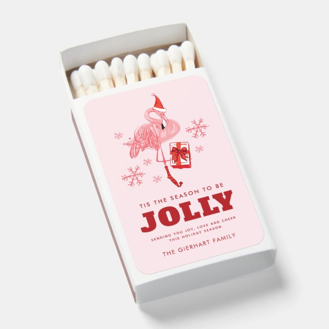 Tis the Season Tropical Flamingo Christmas Matchboxes (Front Open)