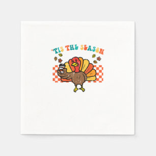 Tis The Season Turkey Coffee Thanksgiving Fall Men Napkins