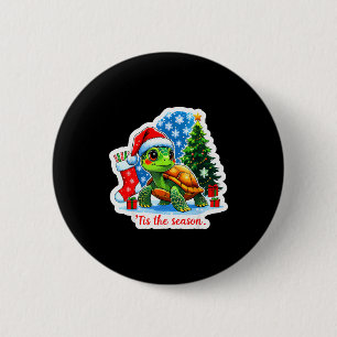 Tis The Season Turtle Pet Owner Christmas Festive  Button