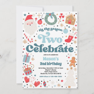 Tis The Season Two Celebrate Christmas Birthday Invitation