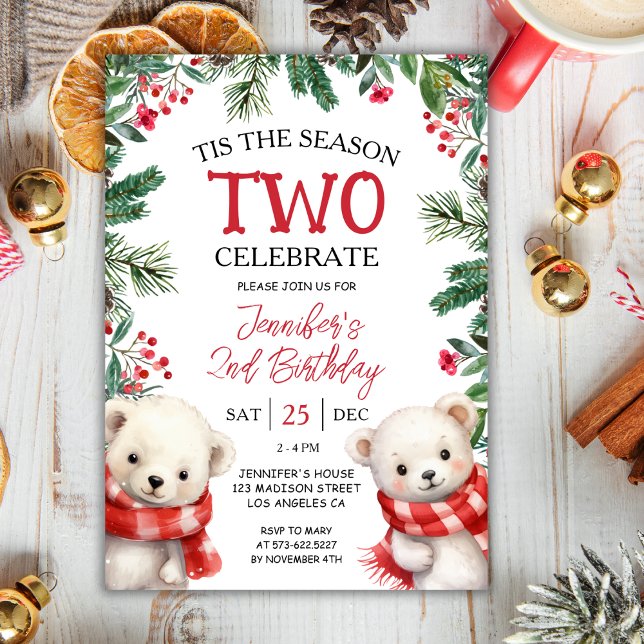 Tis The Season TWO | Polar Bears 2nd Birthday Invitation (Creator Uploaded)