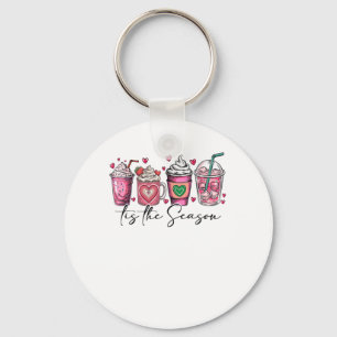 Tis The Season Valentines Day Coffee Drink Valenti Keychain