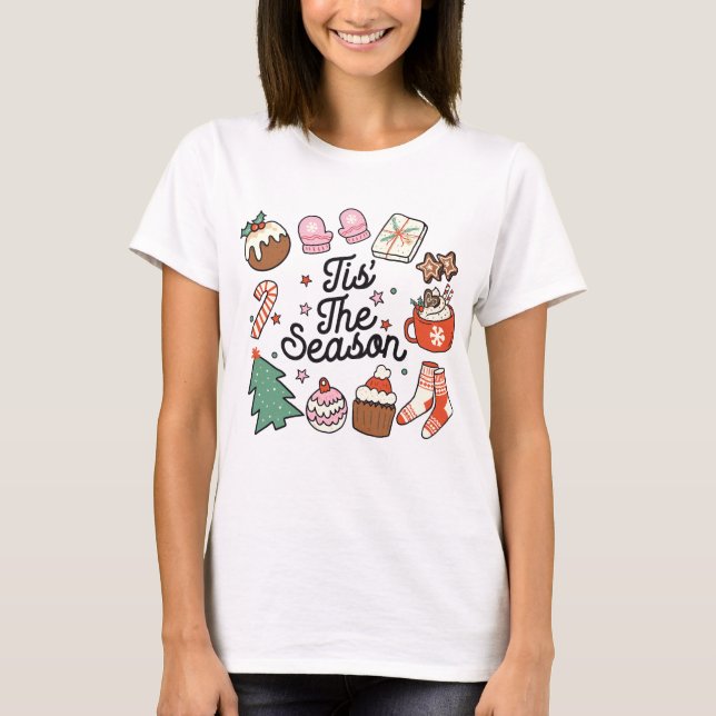 Tis The Season Vintage Christmas T-Shirt (Front)