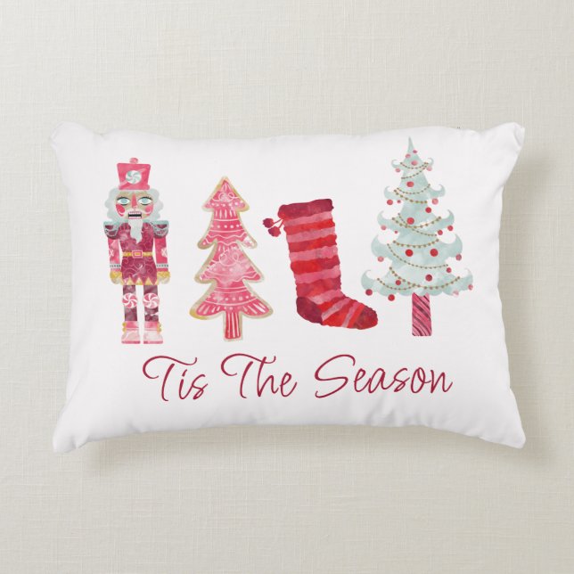 Tis The Season Watercolor Favorite Things Accent Pillow (Front)