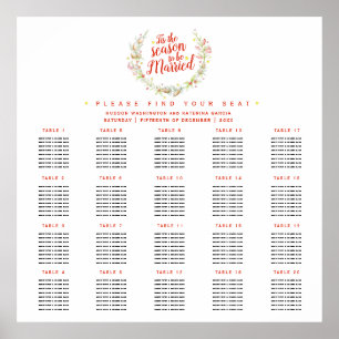 Tis the season wedding 20 tables seating plan poster