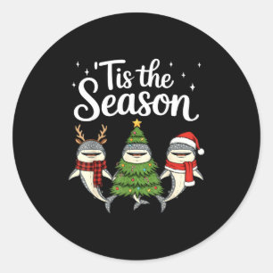 Tis The Season Whale Shark Christmas Santa Classic Round Sticker