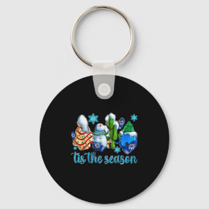 Tis The Season Winter And Snowman Christmas Family Keychain