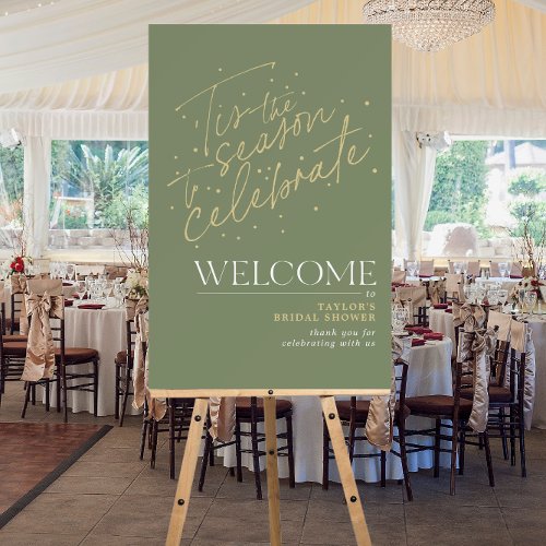 Tis the Season Winter Green Bridal Shower Welcome Foam Board