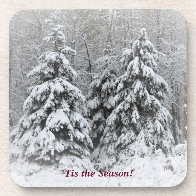 'Tis the Season Winter Holiday Beverage Coaster (Front)