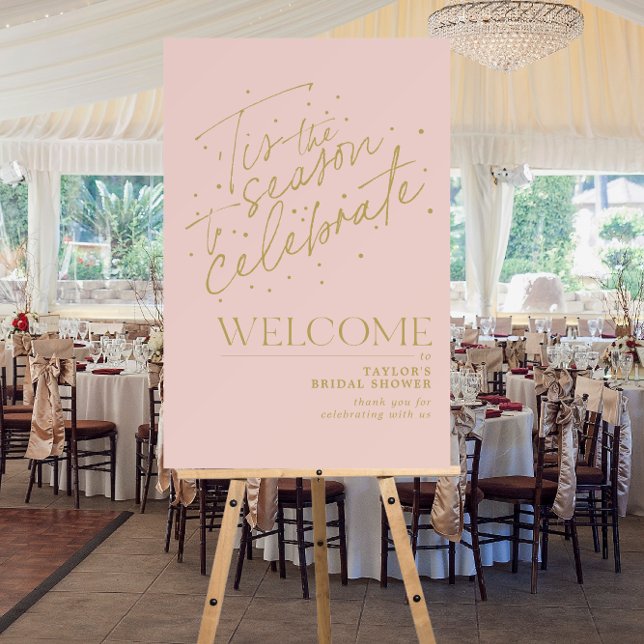 Tis the Season Winter Pink Bridal Shower Welcome Foam Board (Creator Uploaded)