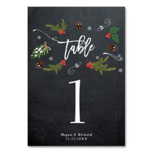 tis the season winter wedding table number cards