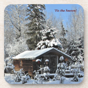 'Tis the Season Wreah Cottage Winter Holidays Beverage Coaster