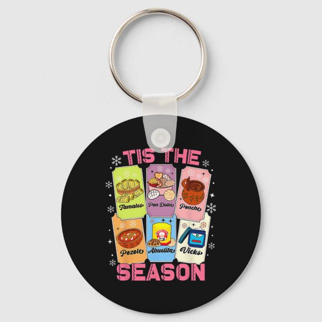 Tis The Season Xmas Card Mexican Christmas Pan Dul Keychain (Front)