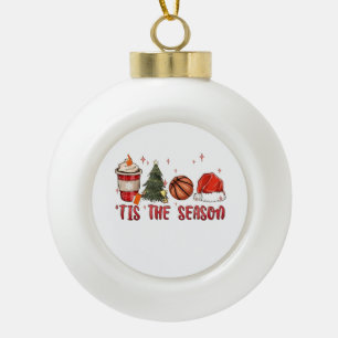 Tis the Season Xmas Christmas Basketball  Ceramic Ball Christmas Ornament