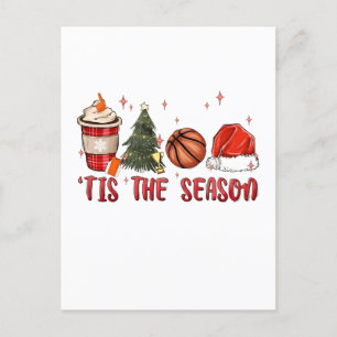 Tis the Season Xmas Christmas Basketball Invitation Postcard