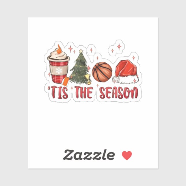 Tis the Season Xmas Christmas Basketball  Sticker (Sheet)