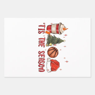Tis the Season Xmas Christmas Basketball  Wrapping Paper Sheets