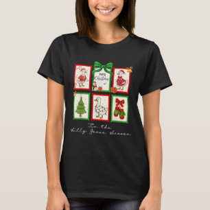Tis The Silly Goose Season Christmas Stamps Cute G T-Shirt