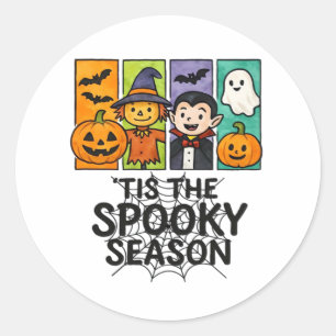 Tis The Spooky Season Halloween Vampire Pumpkin De Classic Round Sticker
