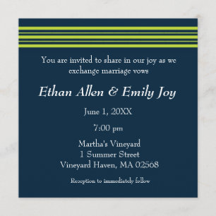 Tisbury - Navy and Green - Wedding Invitation