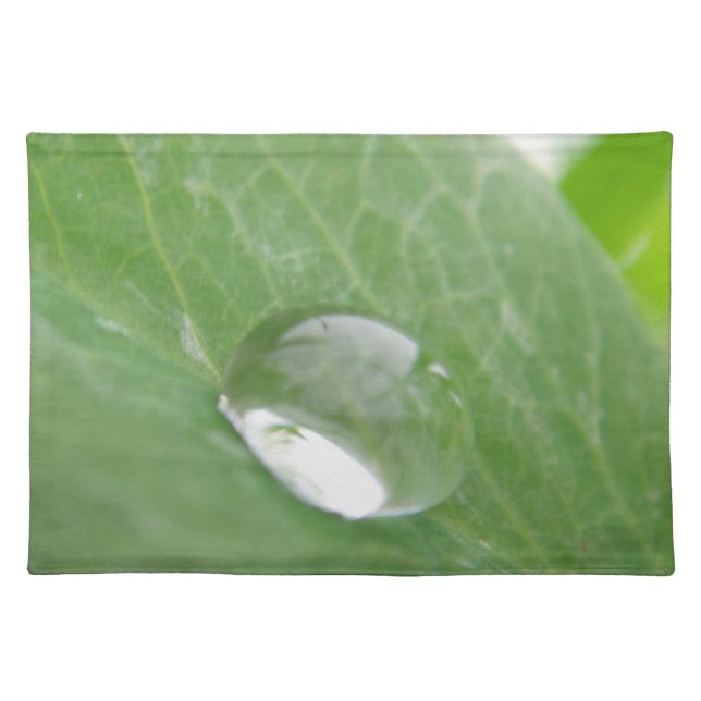 Tischset grosser Wassertropfen auf grünem Blatt Placemat (Front)