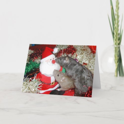 Tish and Vixen mug Santa Holiday Card
