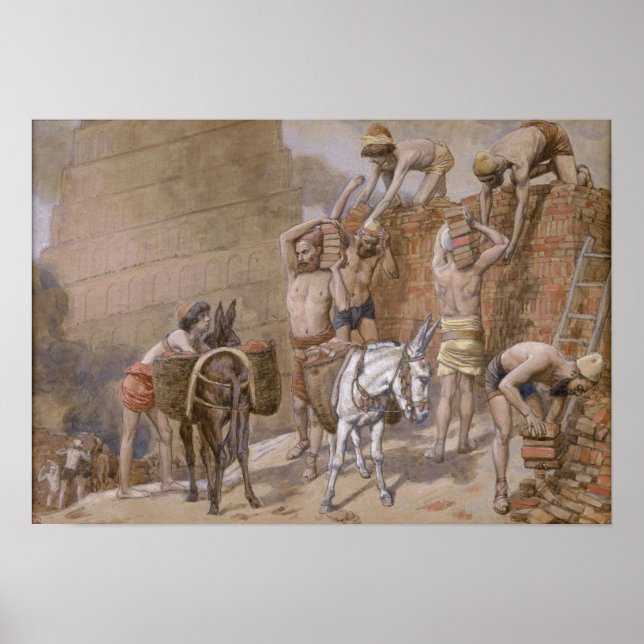 Tissot - Building The Tower Of Babel 1896 Poster (Front)