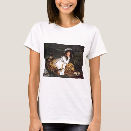 Tissot young lady and pug antique painting T_Shirt