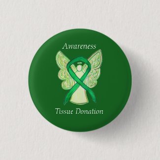 Tissue Donation Green Awareness Ribbon Angel Pins