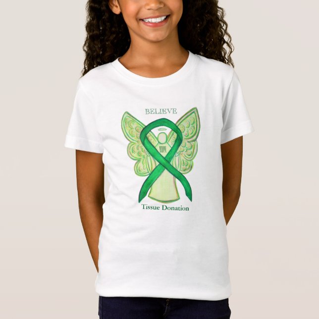 Tissue Donation Green Awareness Ribbon Angel Shirt (Front)