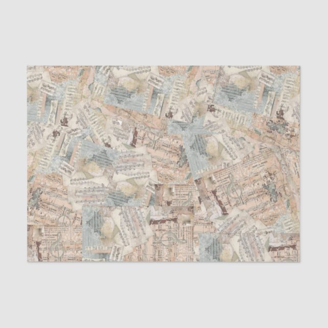 Tissue or Decoupage Paper Collage of Music Sheets (Front)