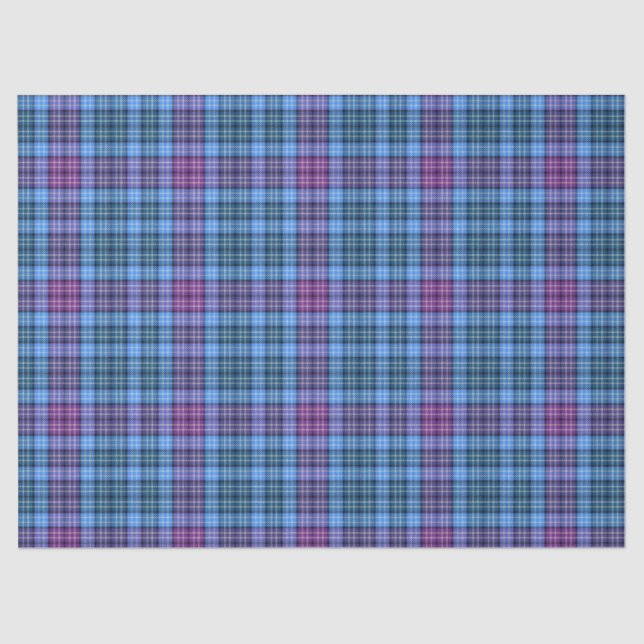 Tissue or Decoupage Paper-Tartan Pink Purple Blue Tissue Paper (Front)