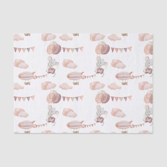 Tissue Paper (25cm x 38cm) - Mouse With Balloons (Front)