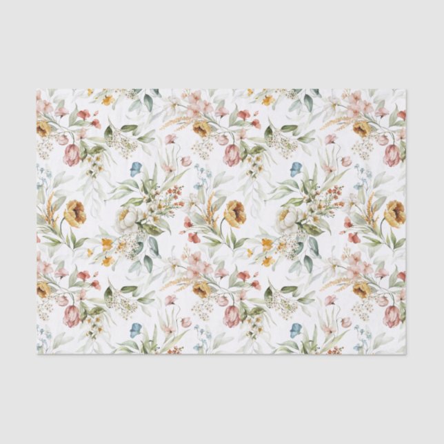 Tissue Paper 3 Watercolor Peonies Dutch Still Life (Front)