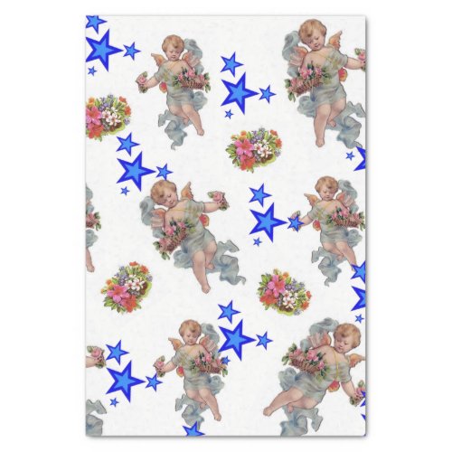 Tissue Paper Angel Blue Stars