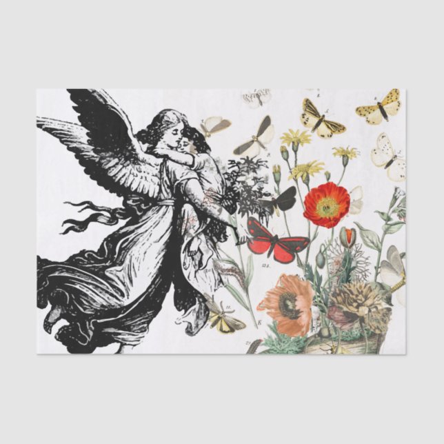 Tissue Paper ANGEL WITH FLOWERS (Front)