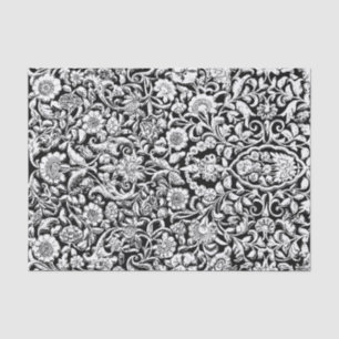 Tissue Paper Antique Floral Decoupage white black