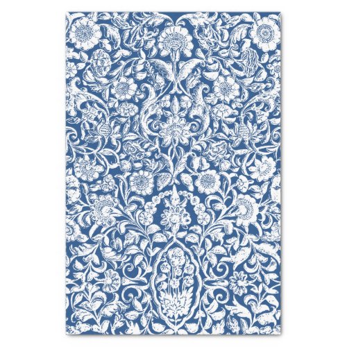 Tissue Paper Antique Floral Decoupage white blue