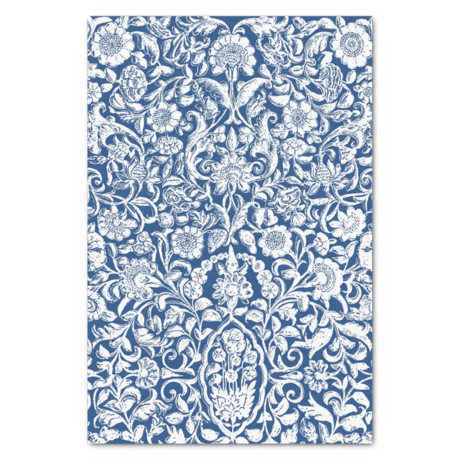 Tissue Paper Antique Floral Decoupage white blue | Zazzle