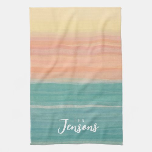 Tissue paper art sunset custom design kitchen towel