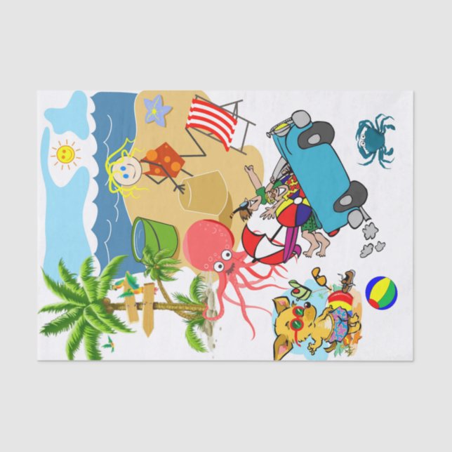 Tissue Paper Beach Fun Octopus Dog (Front)