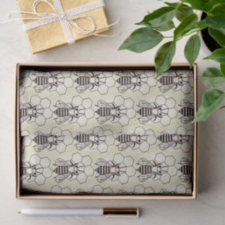 Tissue Paper - Bees on Pale Yellow