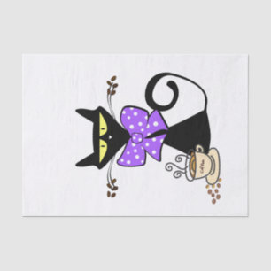 Tissue Paper Black Cat Bow Coffee