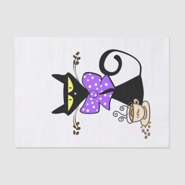 Tissue Paper Black Cat Bow Coffee (Front)