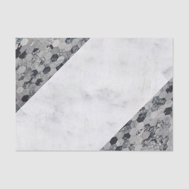 Tissue Paper Black Gray White Marble (Front)